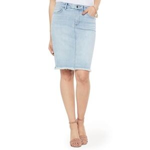 SAM Edelman The Riley Skirt light wash denim‎ raw hem pencil skirt